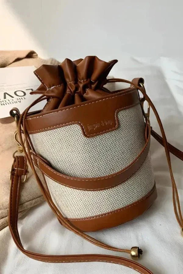 Leather Bucket Bag for Women – Cylindrical Crossbody Handbag