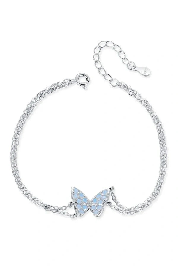 Sterling Silver Blue Opal Butterfly Bracelet – Azure Wings