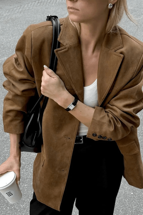 Suede Cropped Biker Jacket – Women's Modern Casual