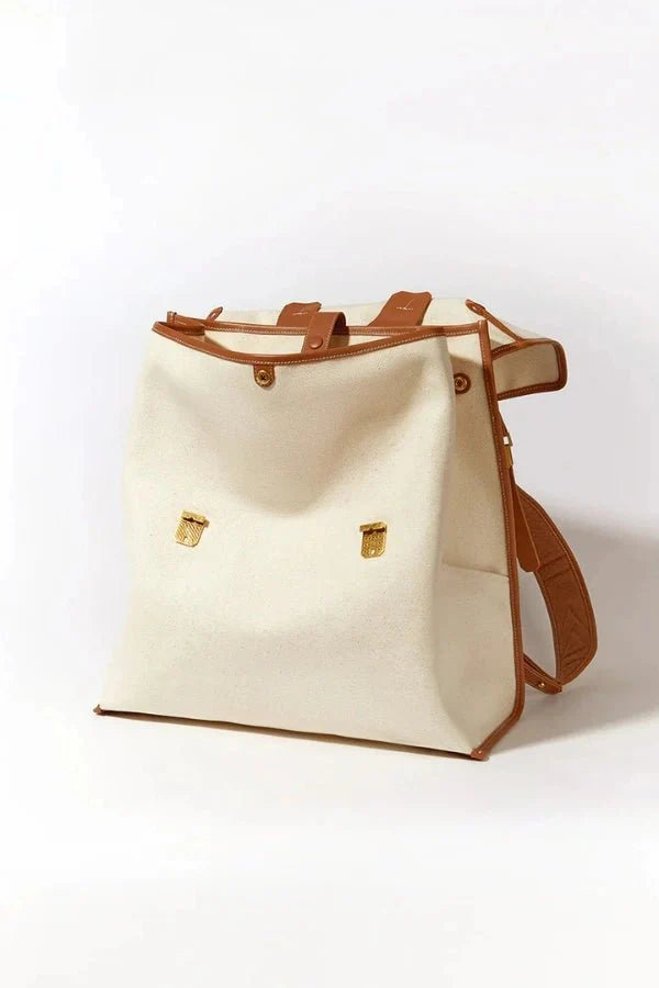Denim Leather Laptop Backpack – Vintage Adventure Pack