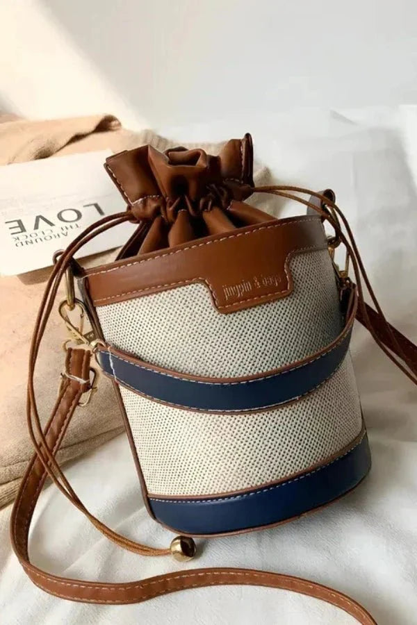 Leather Bucket Bag for Women – Cylindrical Crossbody Handbag