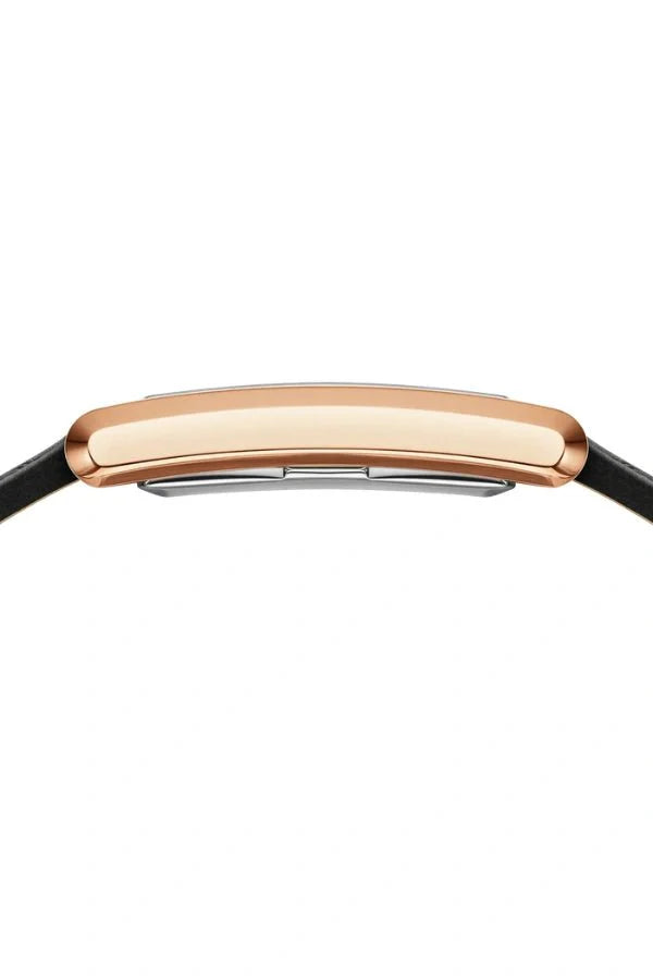 Rose Gold Leather Strap Watch – Geometric Bound Design