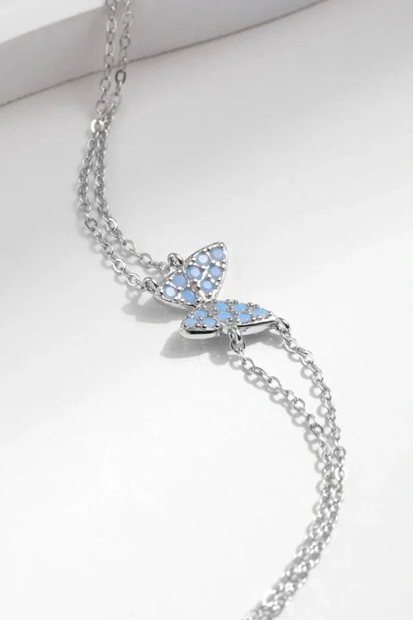 Sterling Silver Blue Opal Butterfly Bracelet – Azure Wings