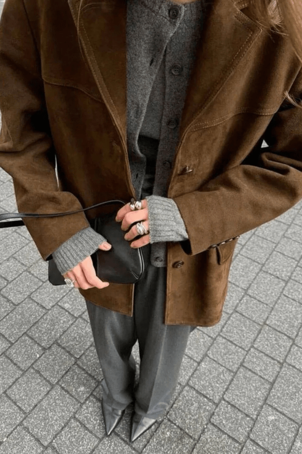 Suede Cropped Biker Jacket – Women's Modern Casual