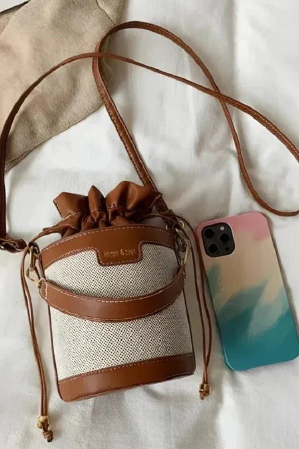 Leather Bucket Bag for Women – Cylindrical Crossbody Handbag