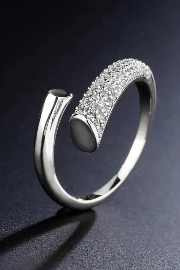 Gold Adjustable Ring with Micro-Paved Zircon Stones