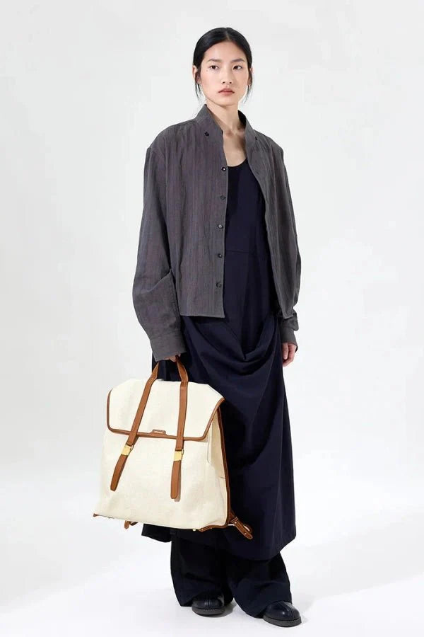 Denim Leather Laptop Backpack – Vintage Adventure Pack