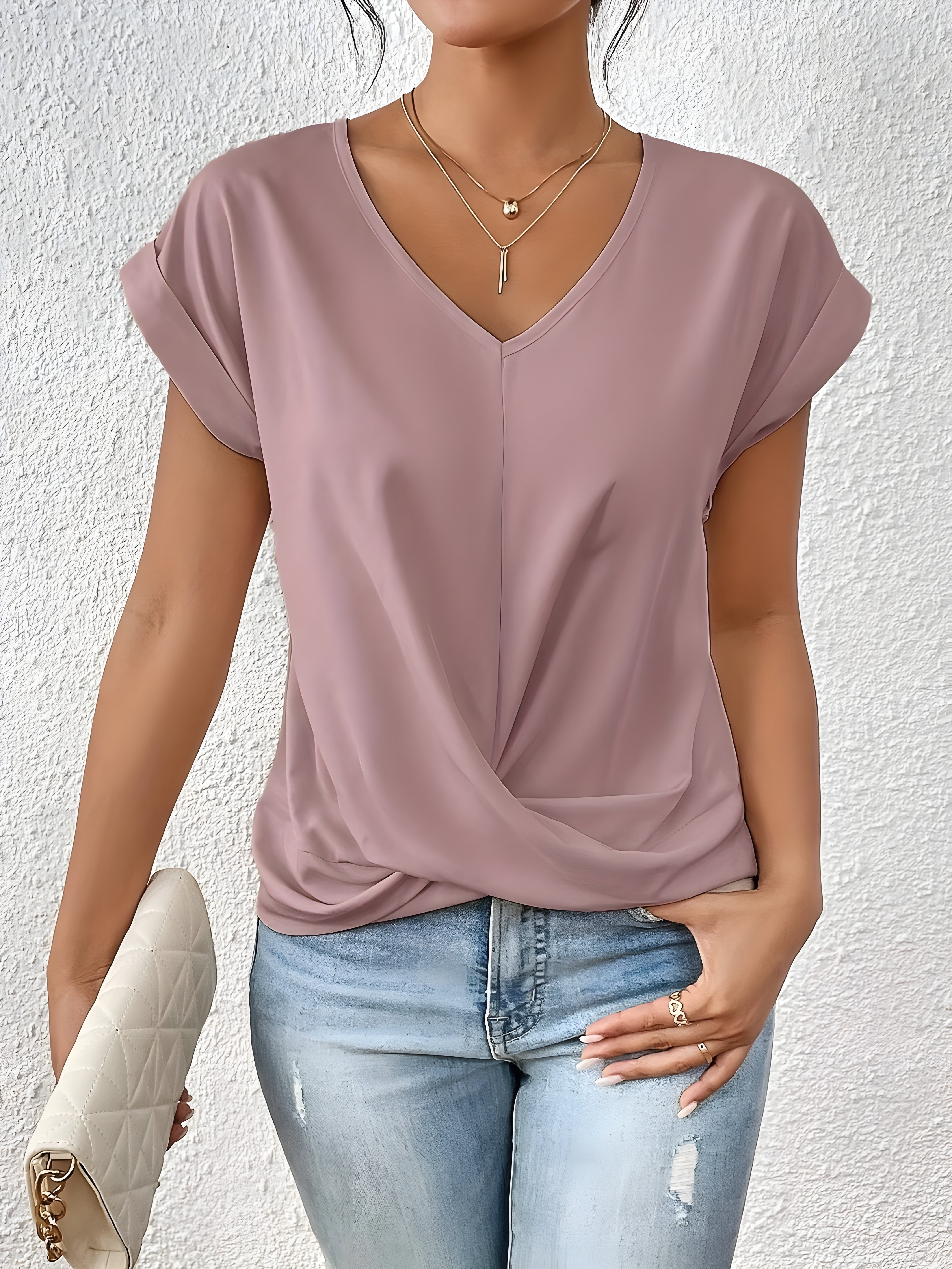 Women's Soft Twist Front V-Neck Blouse | Maia Top