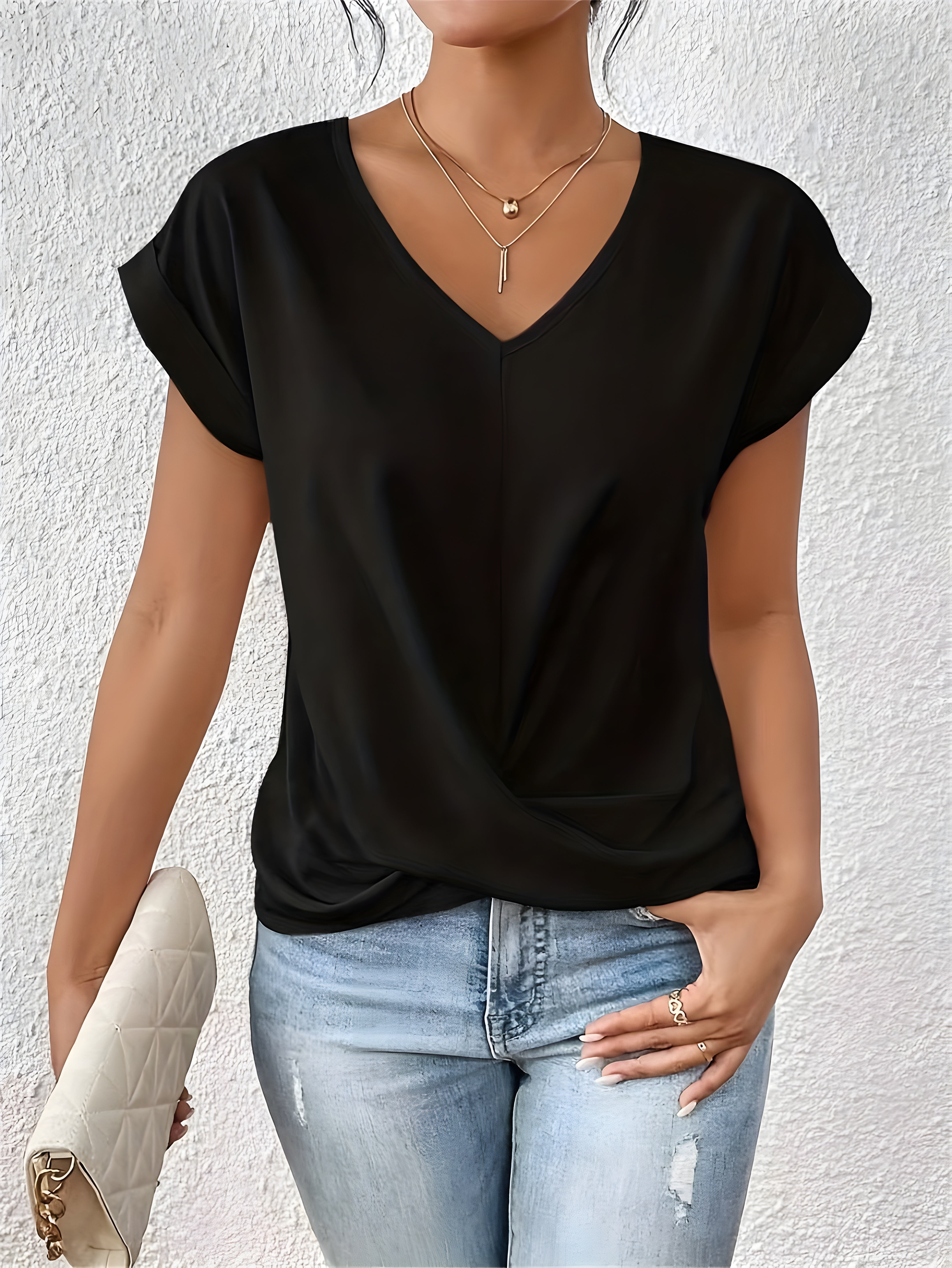Women's Soft Twist Front V-Neck Blouse | Maia Top