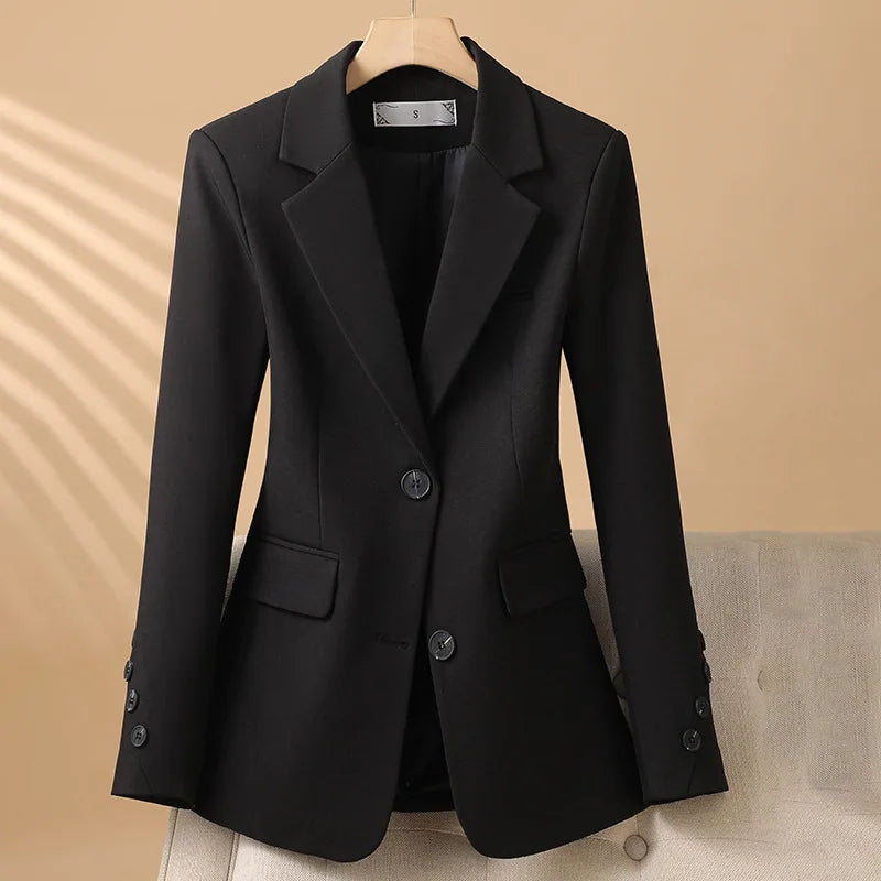 Women's Tailored Single-Breasted Blazer – Notch Lapel Fitted Jacket