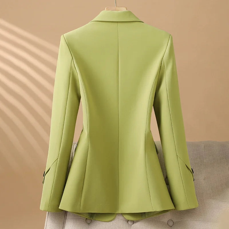 Women's Tailored Single-Breasted Blazer – Notch Lapel Fitted Jacket
