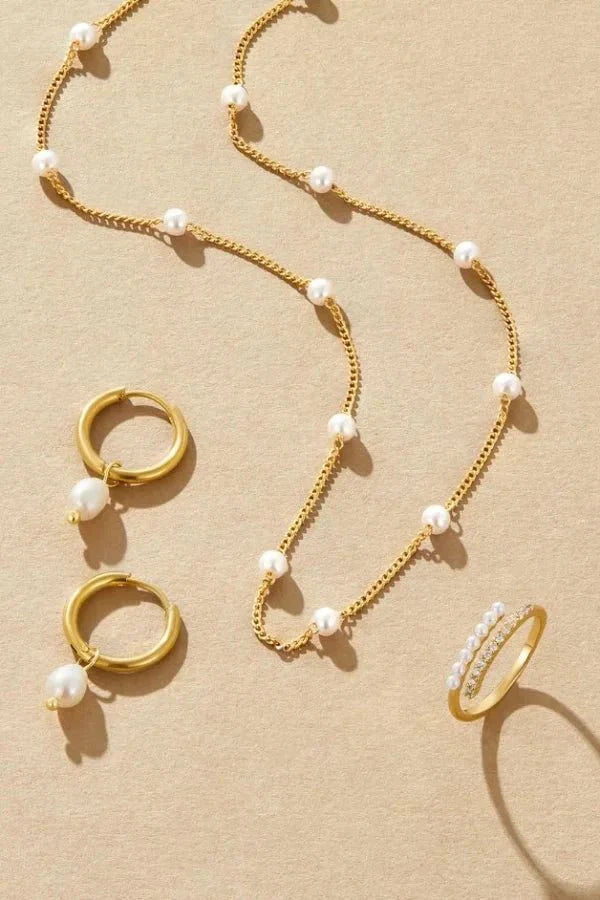Pearl Stainless Steel Gold Necklace – Waterproof & Tarnish-Resistant