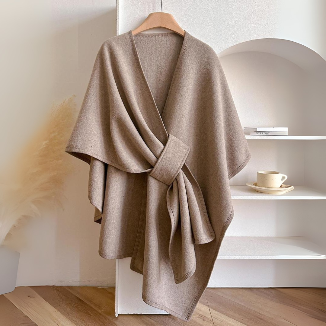 Women's Drape Shawl Wrap with Tie Belt – All-Season Layer