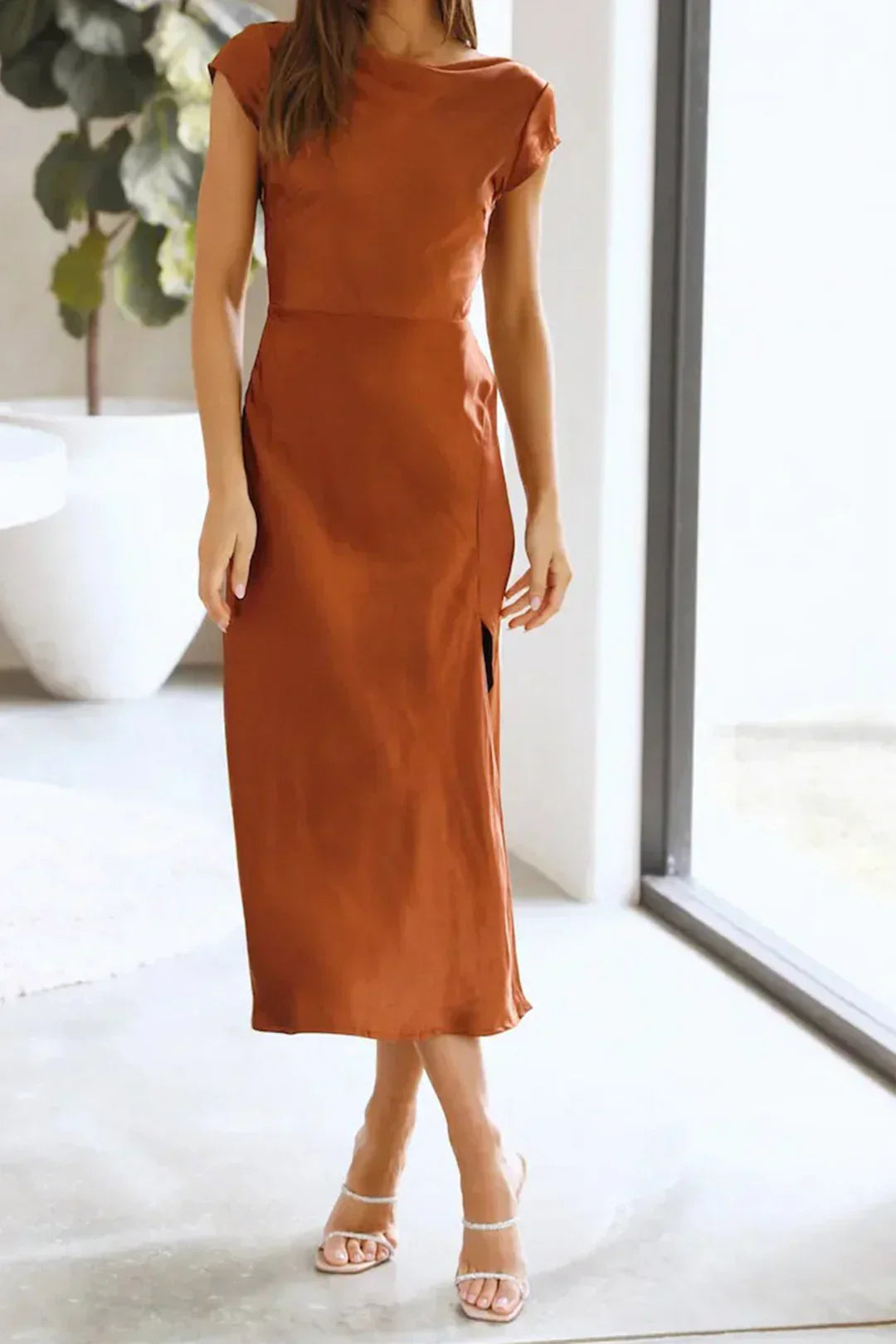 Women's Midi Slip Dress – Minimalist Elegance