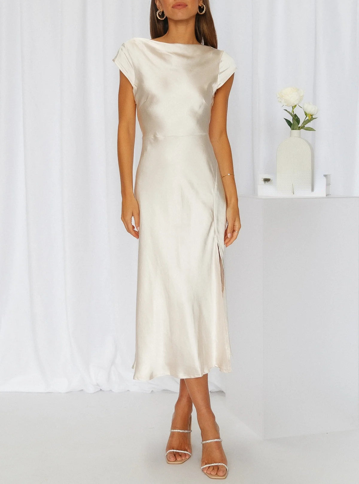 Women's Midi Slip Dress – Minimalist Elegance