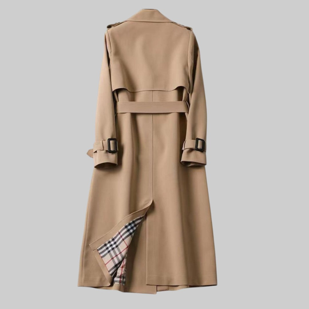Women's Belted Double Breasted Trench Coat – Long Classic Fit
