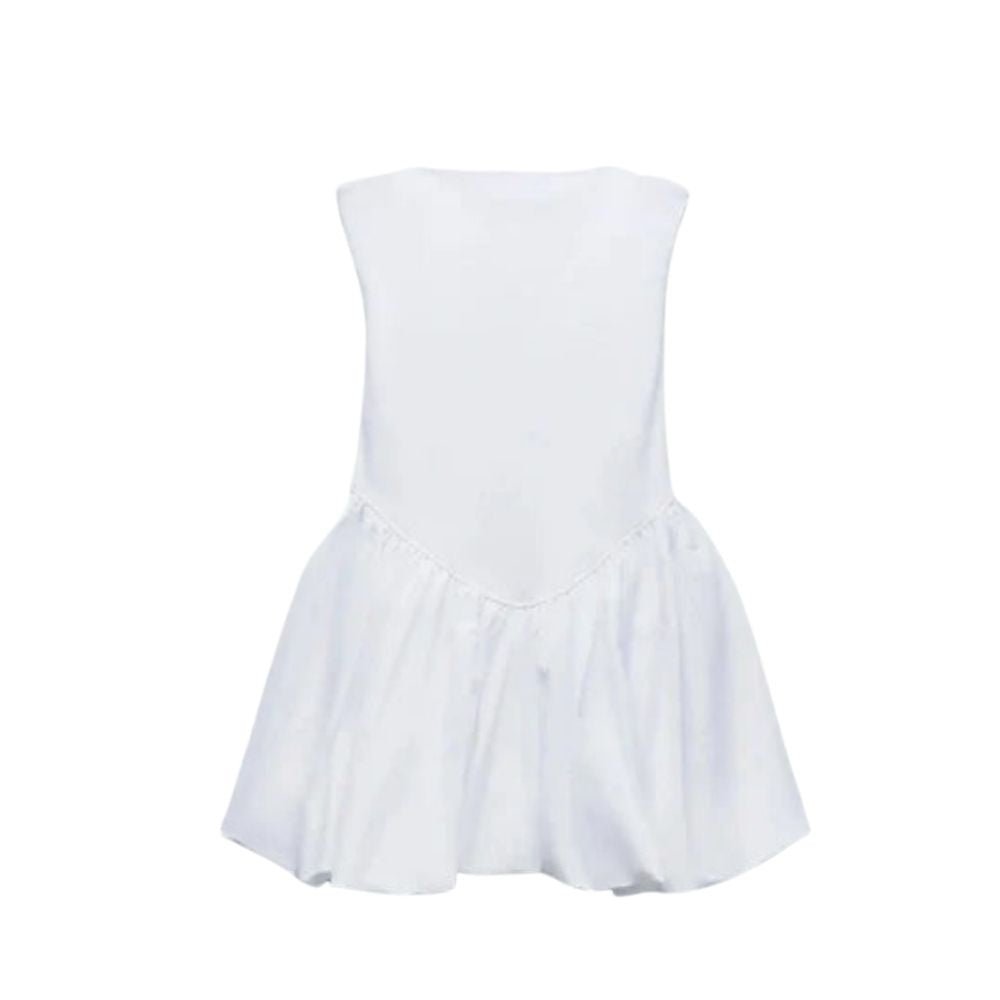 White Taffeta Bubble Hem Dress – Balletcore Minimalist