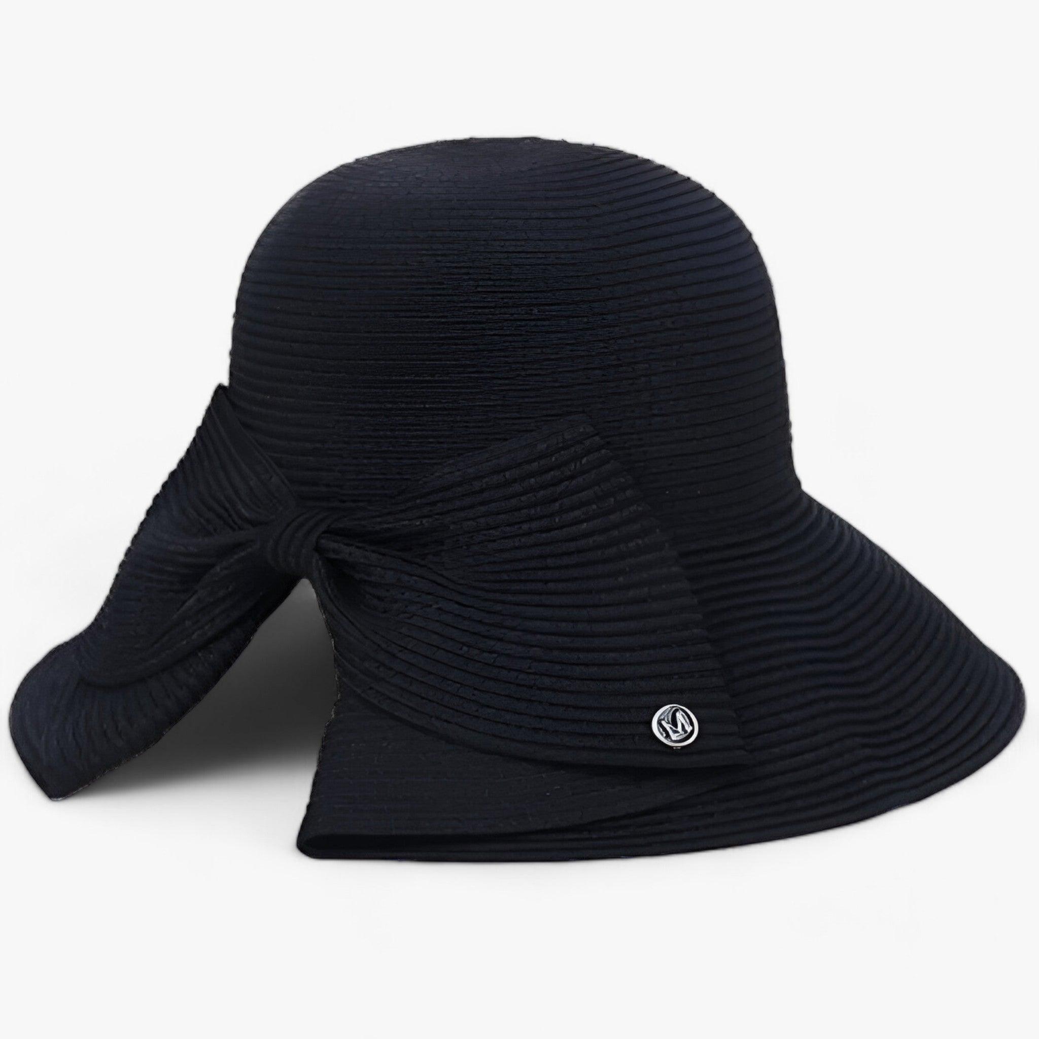 Women's Straw Sun Hat with Asymmetrical Bow – Wide Brim