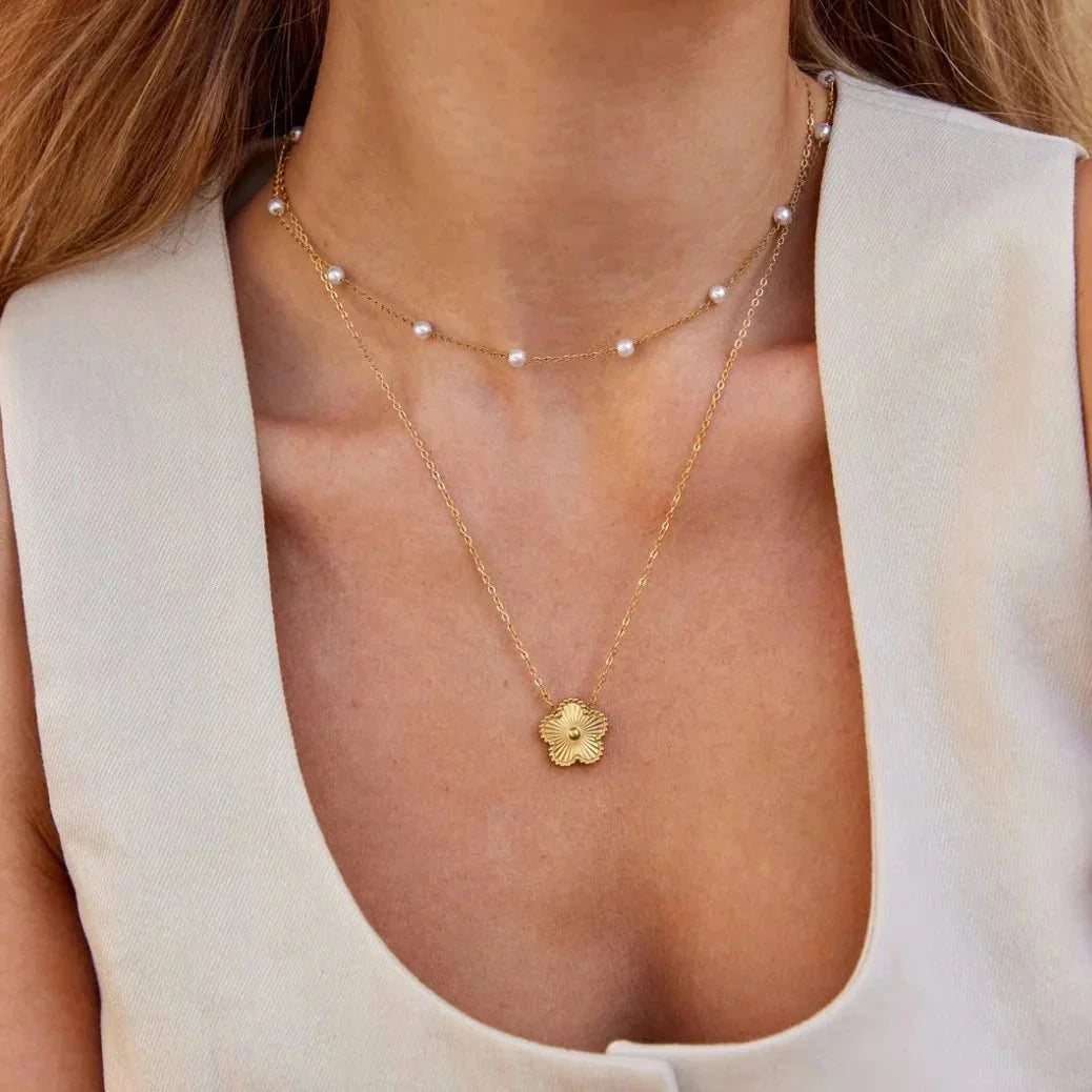 Pearl Stainless Steel Gold Necklace – Waterproof & Tarnish-Resistant