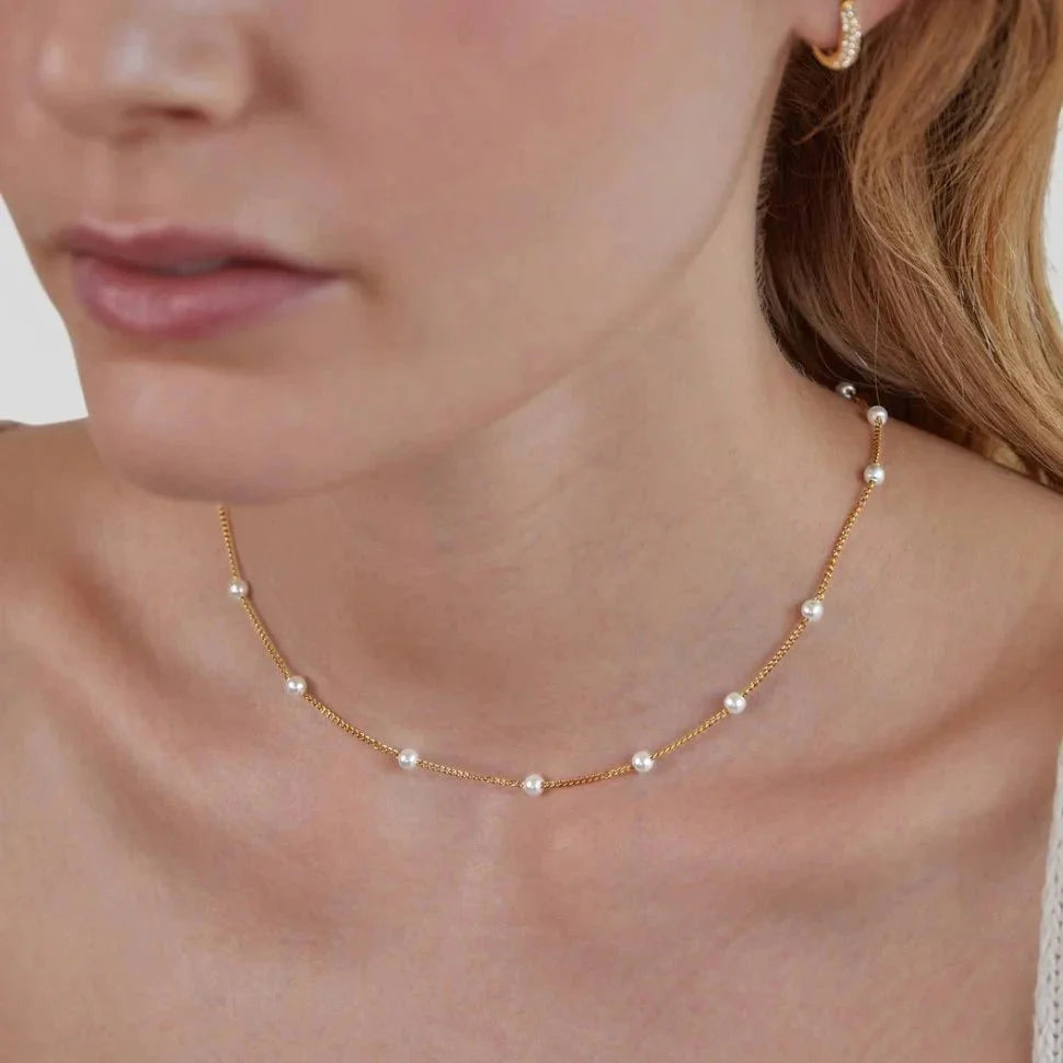 Pearl Stainless Steel Gold Necklace – Waterproof & Tarnish-Resistant