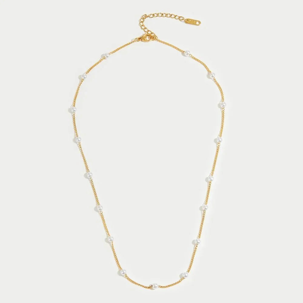 Pearl Stainless Steel Gold Necklace – Waterproof & Tarnish-Resistant