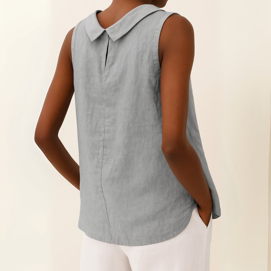 Linen Roll Neck Sleeveless Blouse for Women | Freya