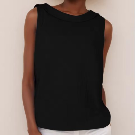 Linen Roll Neck Sleeveless Blouse for Women | Freya