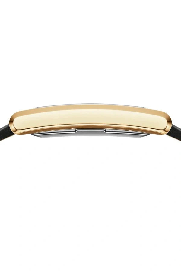 Rose Gold Leather Strap Watch – Geometric Bound Design