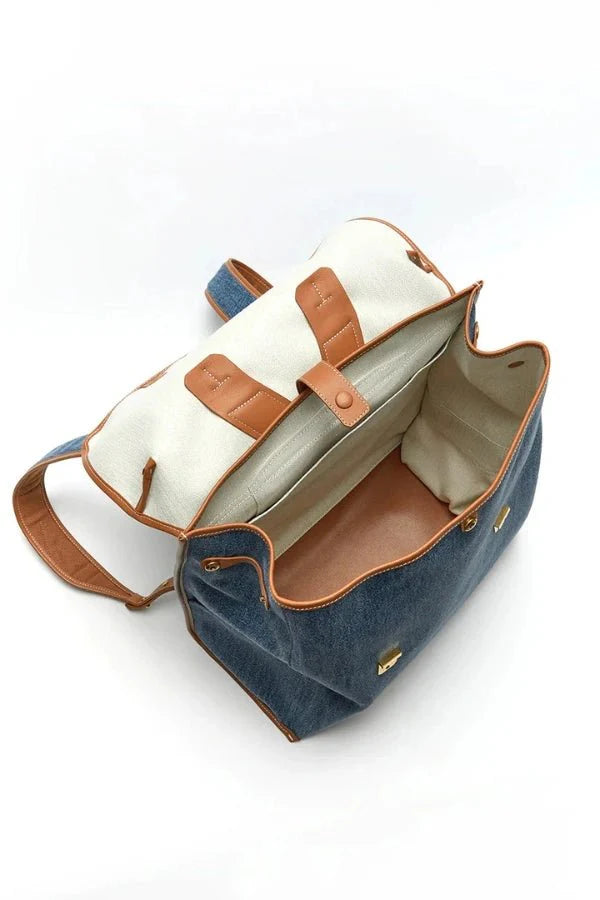 Denim Leather Laptop Backpack – Vintage Adventure Pack