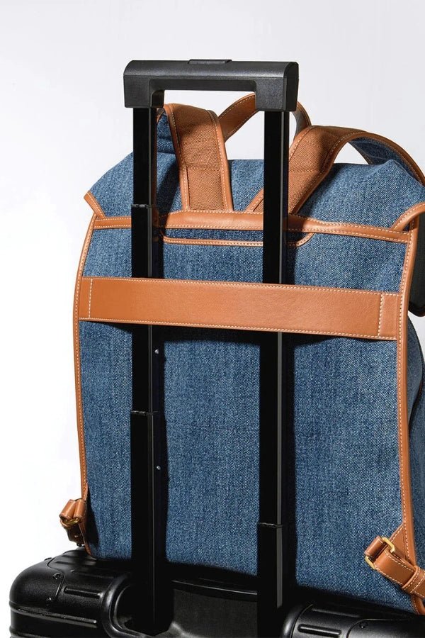 Denim Leather Laptop Backpack – Vintage Adventure Pack
