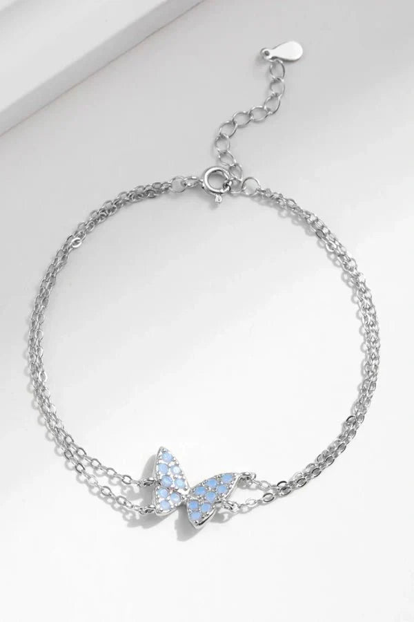 Sterling Silver Blue Opal Butterfly Bracelet – Azure Wings