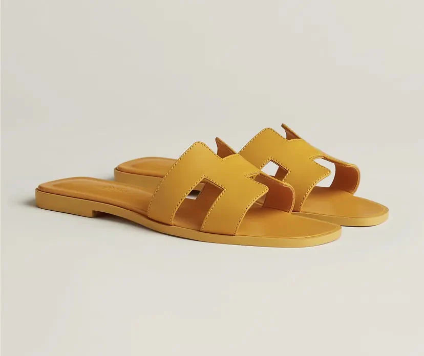 Leather Women's Slippers – Minimalist Design with H-Strap Detail