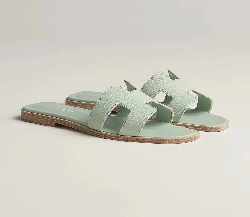 Leather Women's Slippers – Minimalist Design with H-Strap Detail