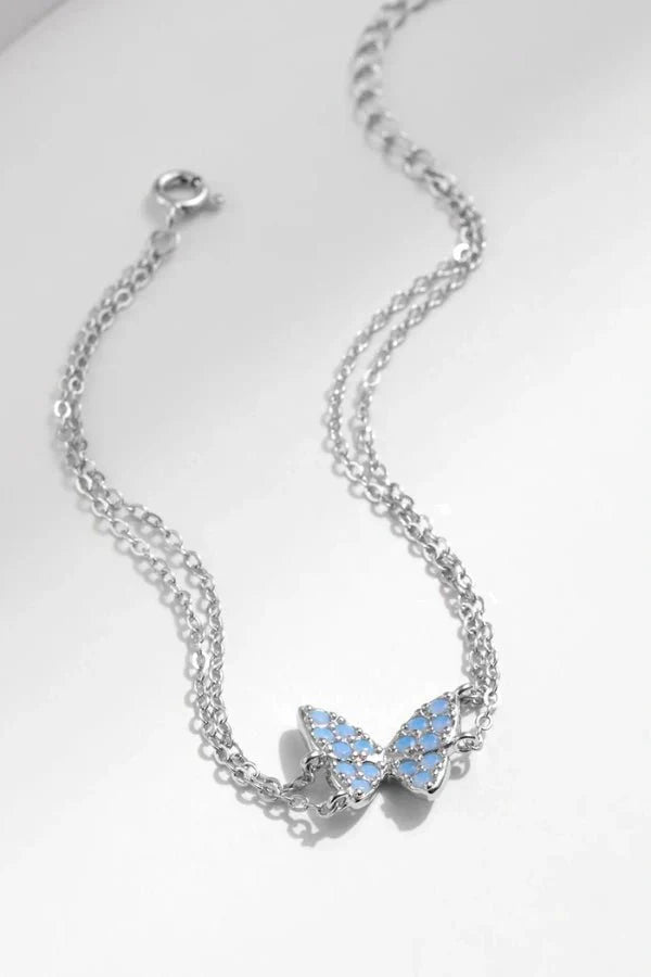 Sterling Silver Blue Opal Butterfly Bracelet – Azure Wings