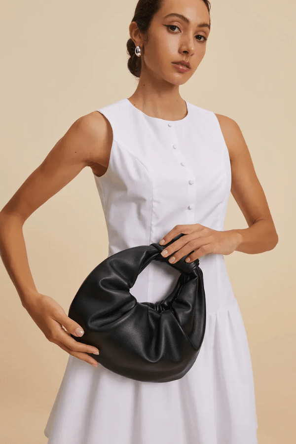 Polyurethane Knotted Ruched Shoulder Bag – Astra