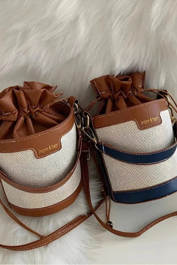 Leather Bucket Bag for Women – Cylindrical Crossbody Handbag