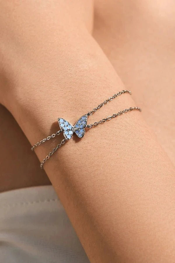 Sterling Silver Blue Opal Butterfly Bracelet – Azure Wings