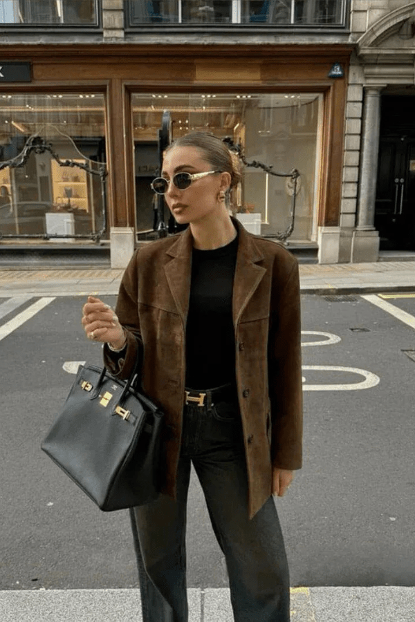Suede Cropped Biker Jacket – Women's Modern Casual