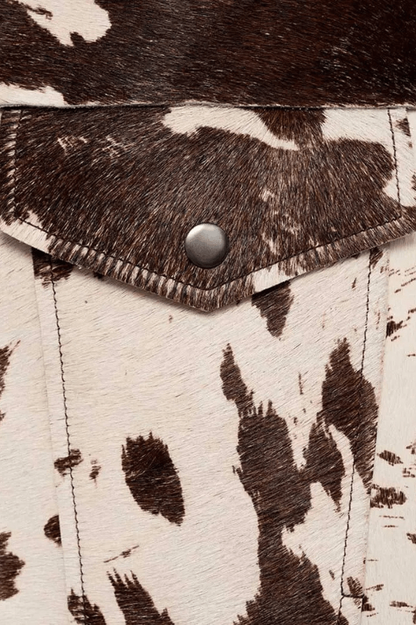 Faux Fur Cow Print Jacket – Straight Cut Statement Piece