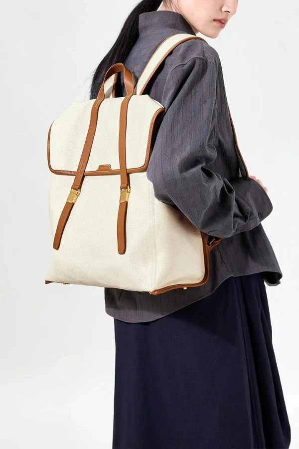 Denim Leather Laptop Backpack – Vintage Adventure Pack