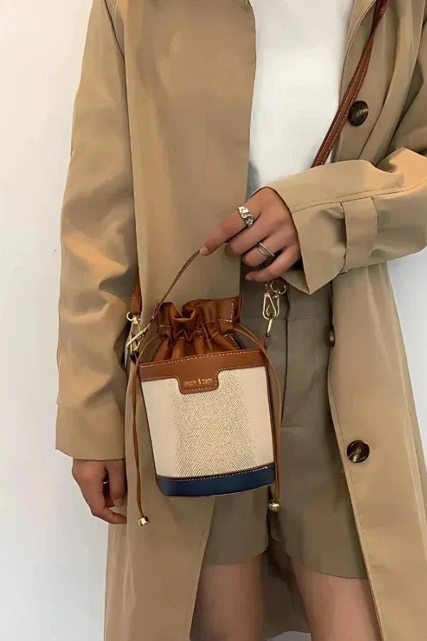 Leather Bucket Bag for Women – Cylindrical Crossbody Handbag