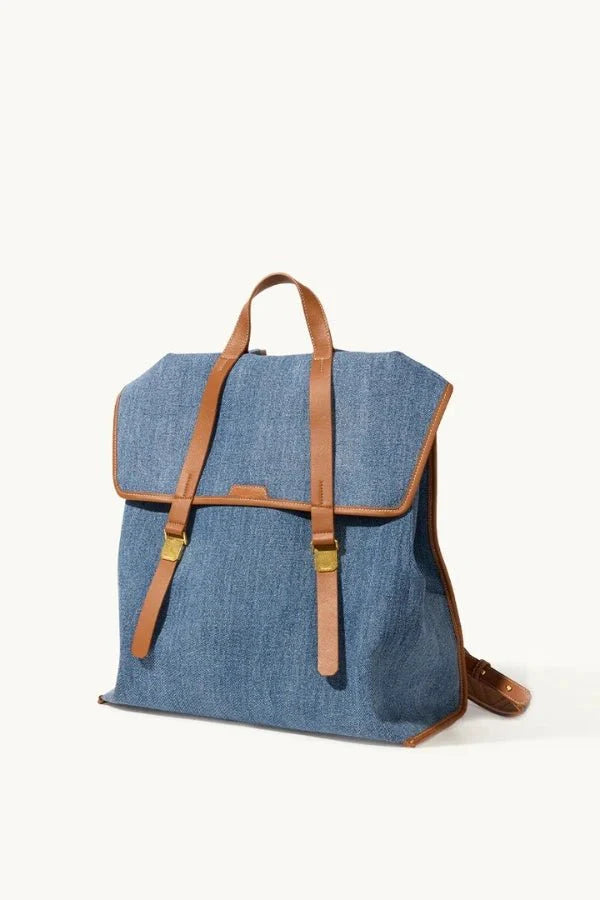 Denim Leather Laptop Backpack – Vintage Adventure Pack