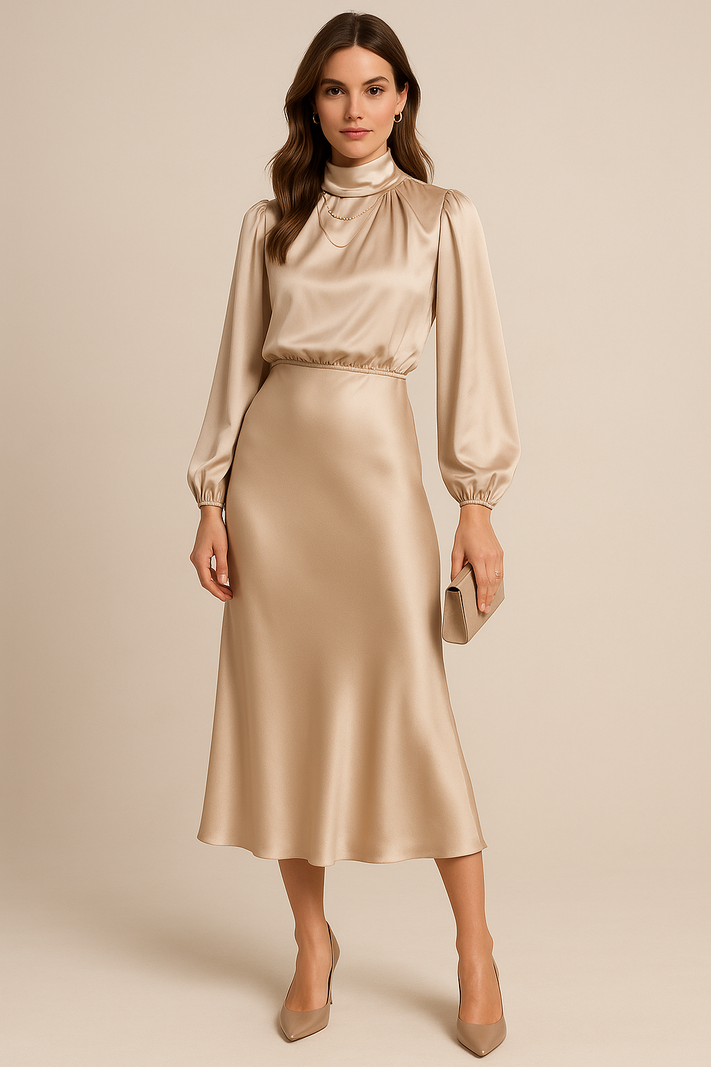 Cotton Blend High Waist Midi Dress for Women – Kriz