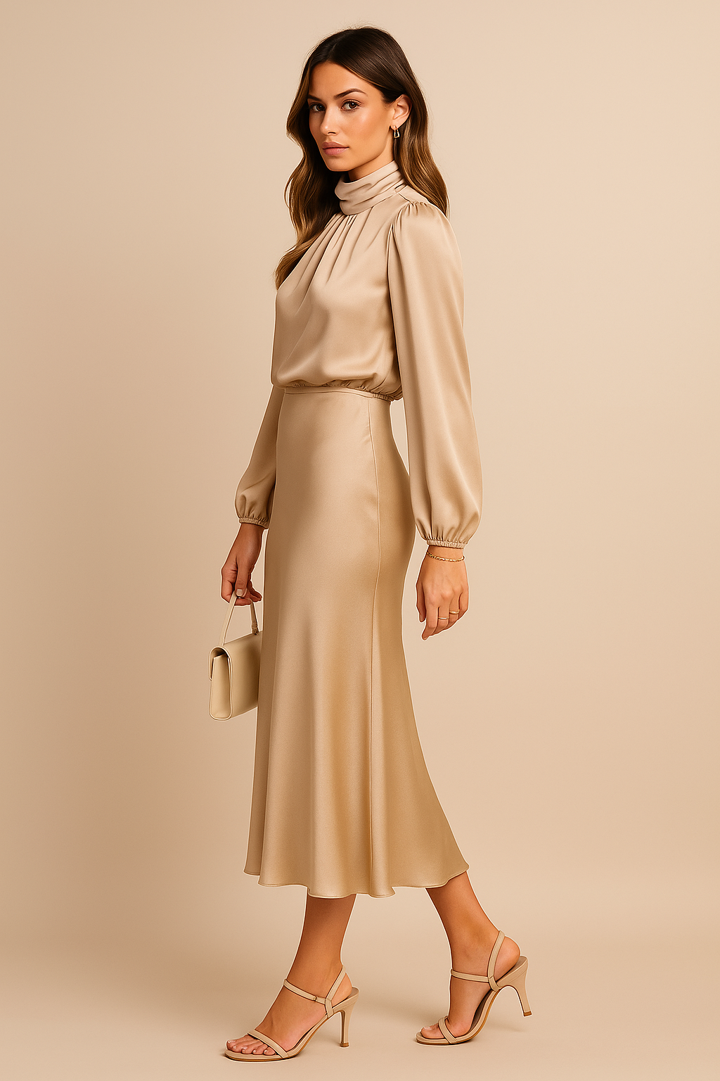 Cotton Blend High Waist Midi Dress for Women – Kriz
