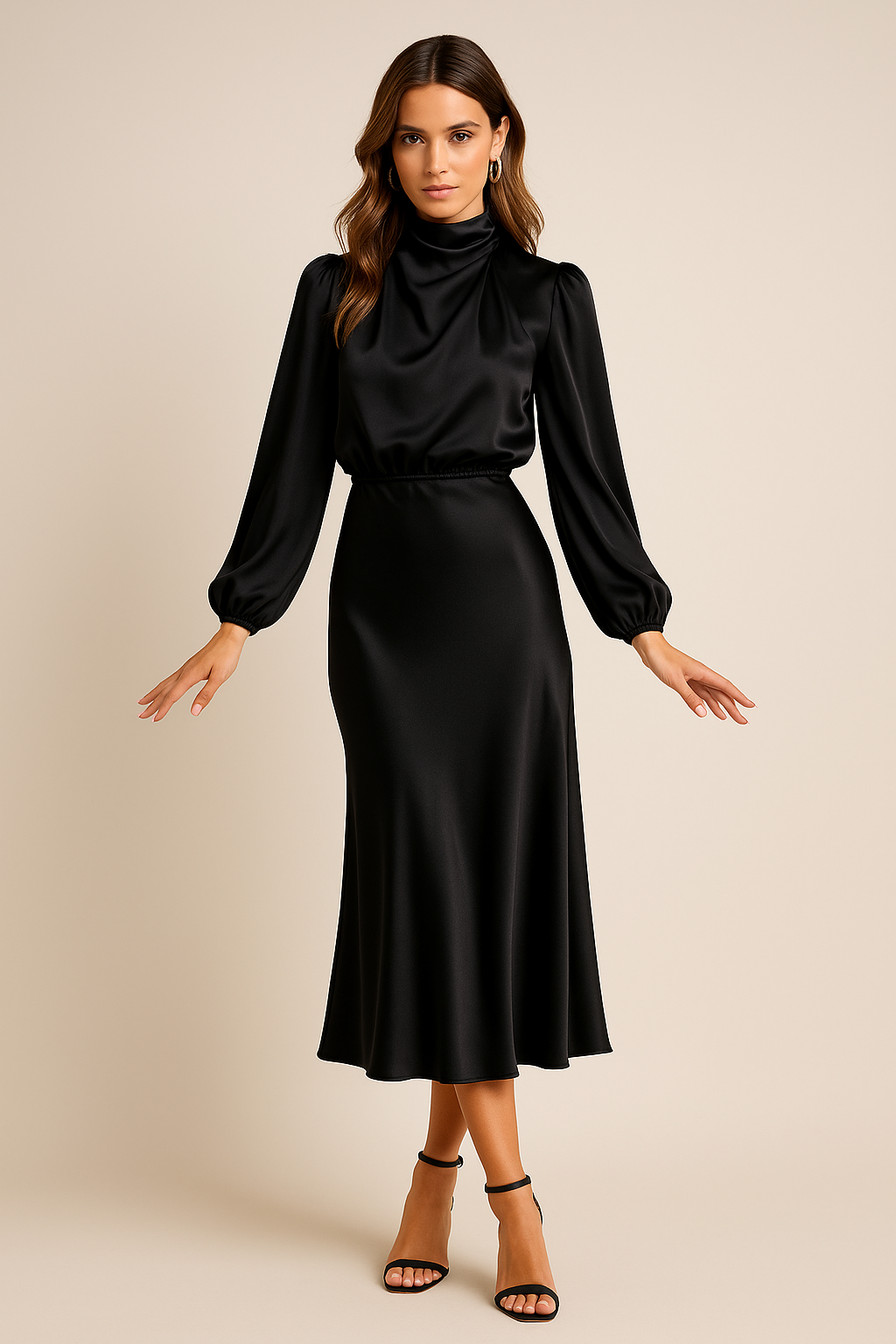 Cotton Blend High Waist Midi Dress for Women – Kriz