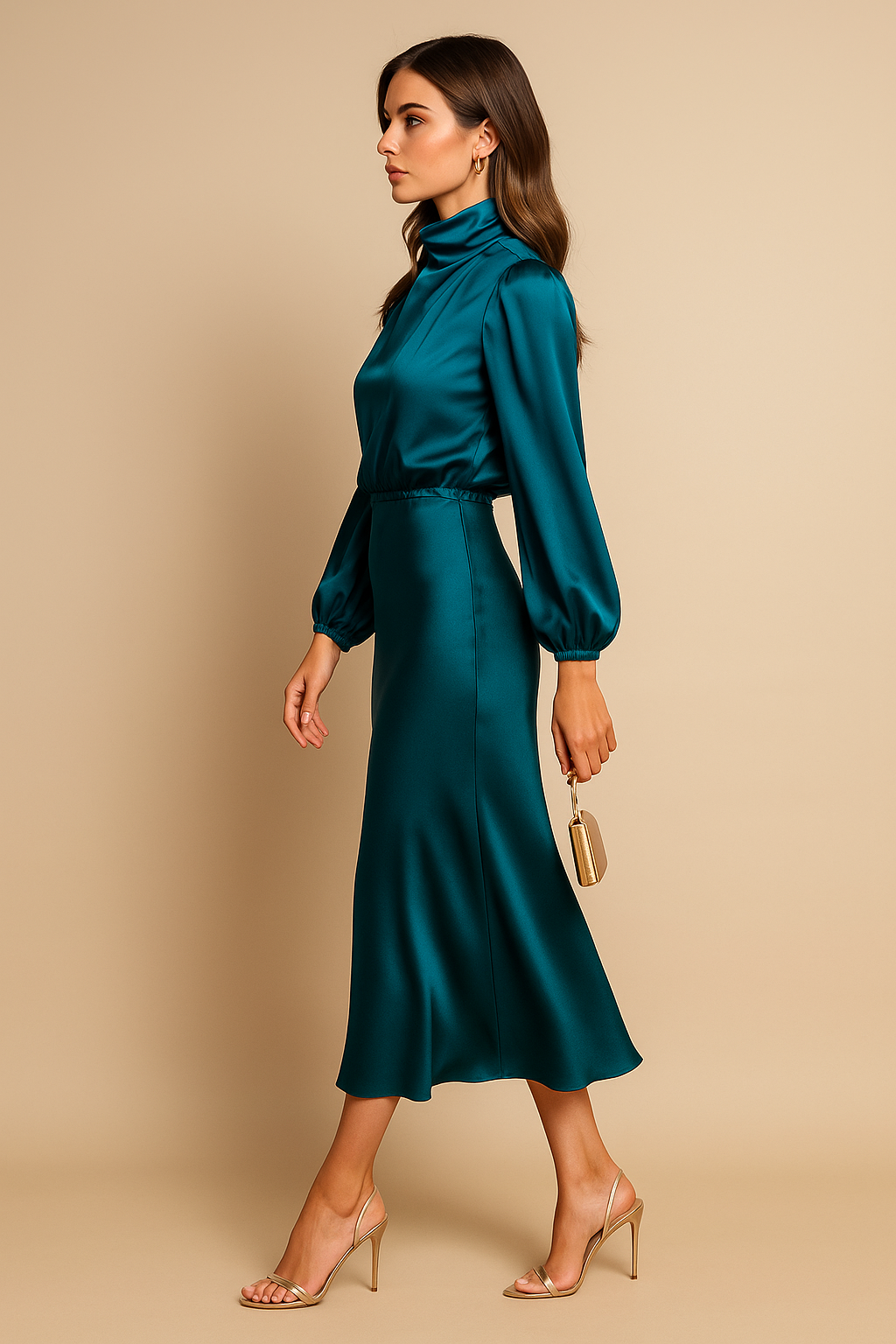 Cotton Blend High Waist Midi Dress for Women – Kriz