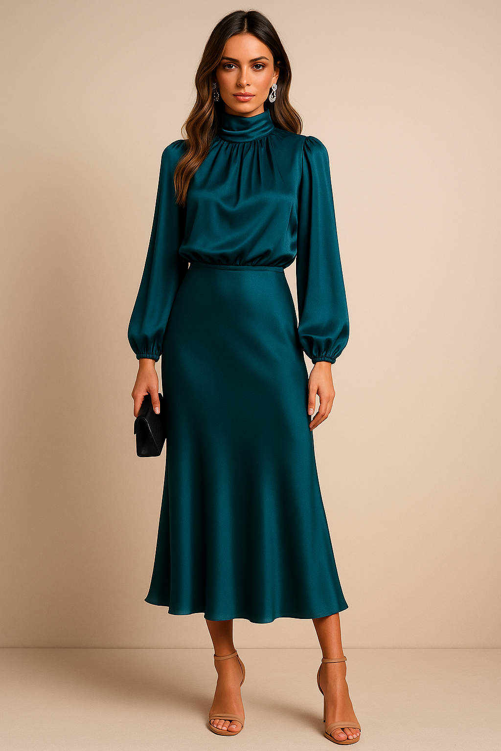 Cotton Blend High Waist Midi Dress for Women – Kriz