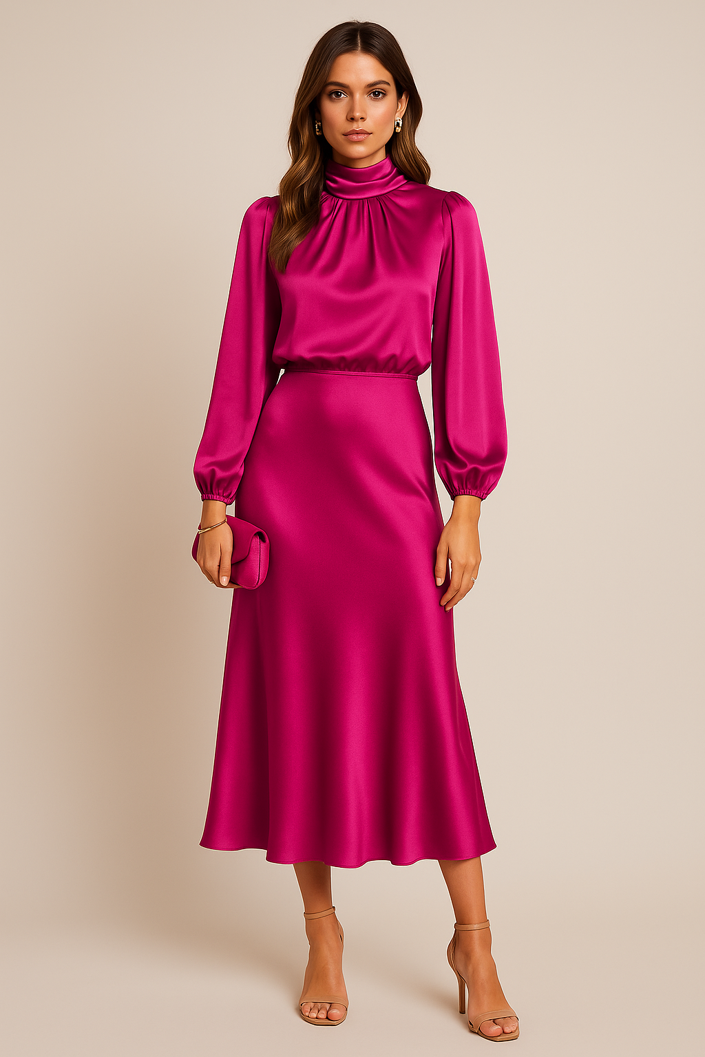 Cotton Blend High Waist Midi Dress for Women – Kriz