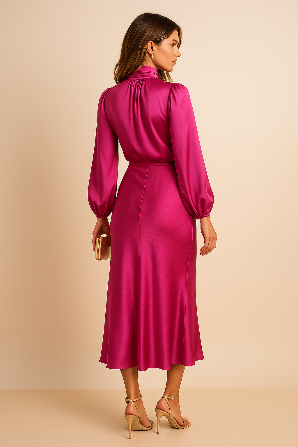 Cotton Blend High Waist Midi Dress for Women – Kriz