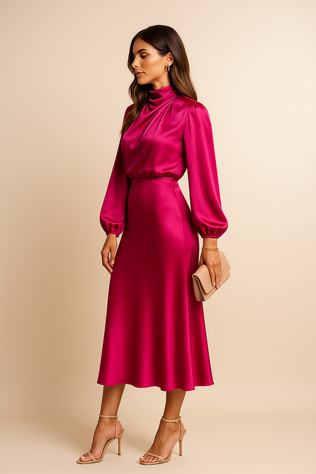 Cotton Blend High Waist Midi Dress for Women – Kriz